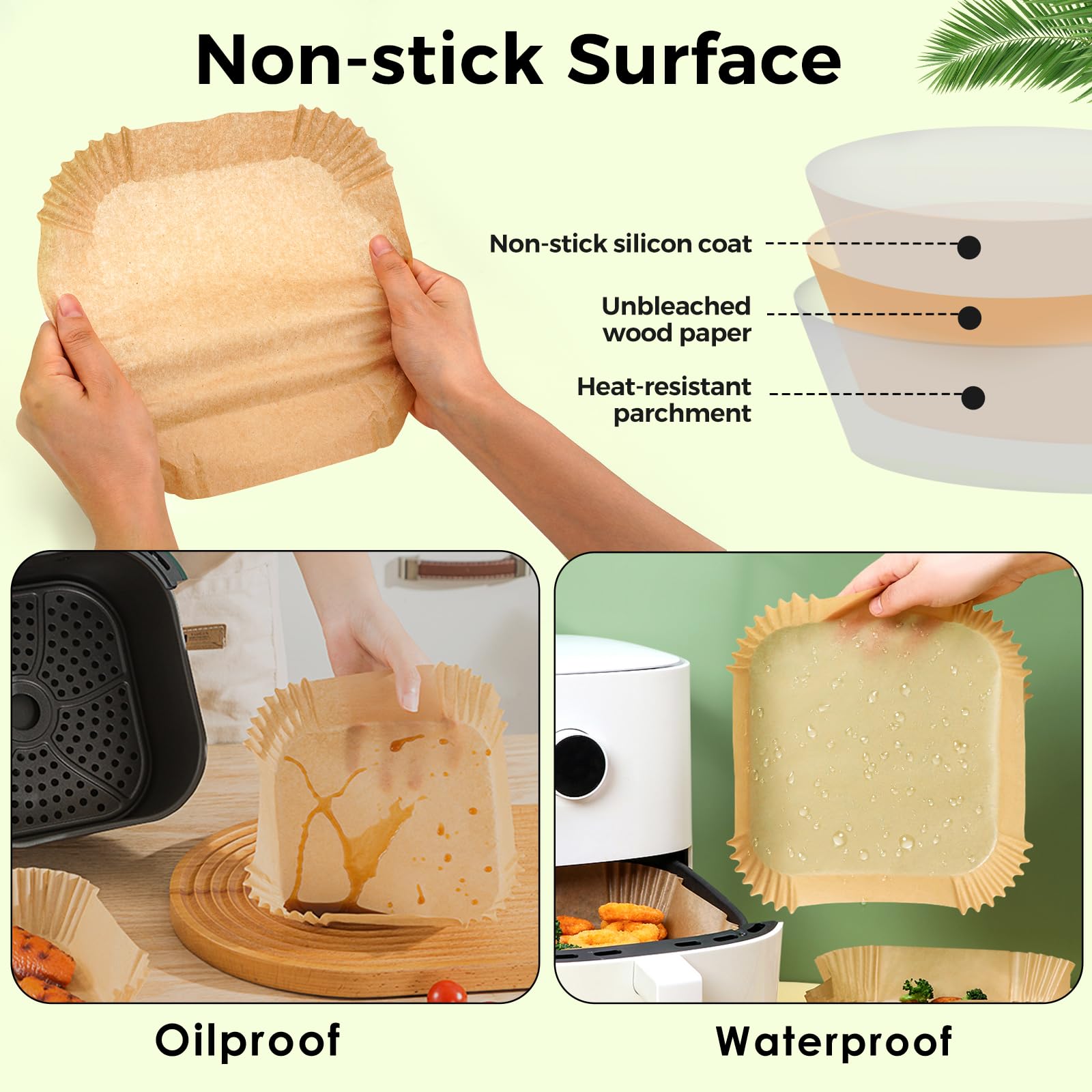 Ctizne Air Fryer Liners Disposable, 200Pcs 6.5 Inch Square Parchment Paper Liner For Air Fryer, Grease And Waterproof Baking Lin